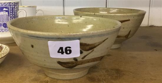 Two St Ives pottery Z bowls